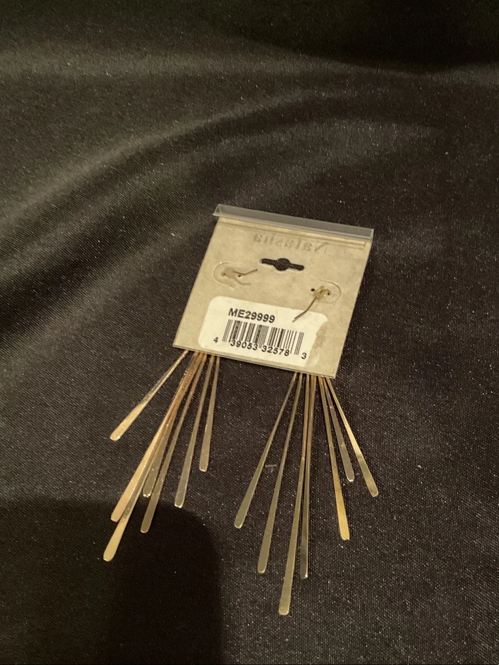 Natasha Couture Gold Fan Strip Drop Earrings